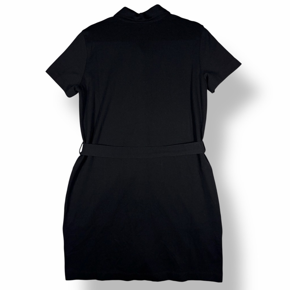 CLUB MONACO Black Ponte Knit Belted Button Front Mini Shirt Dress L - Picture 3 of 7